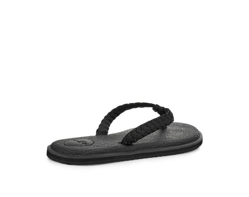 Sanuk Yoga Braid Läder Flip Flop Dam Svarta | JSOP1195