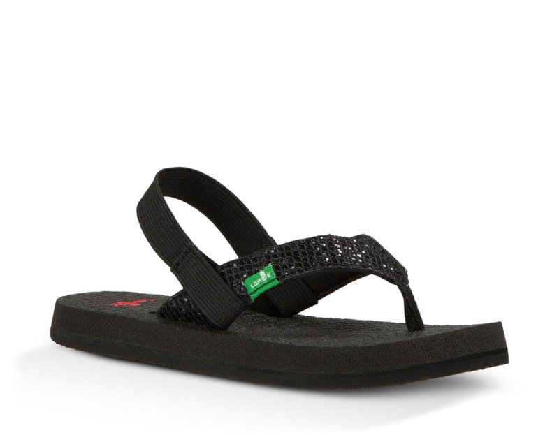 Sanuk Yoga Glitter Sandaler Barn Svarta | JSOP1107