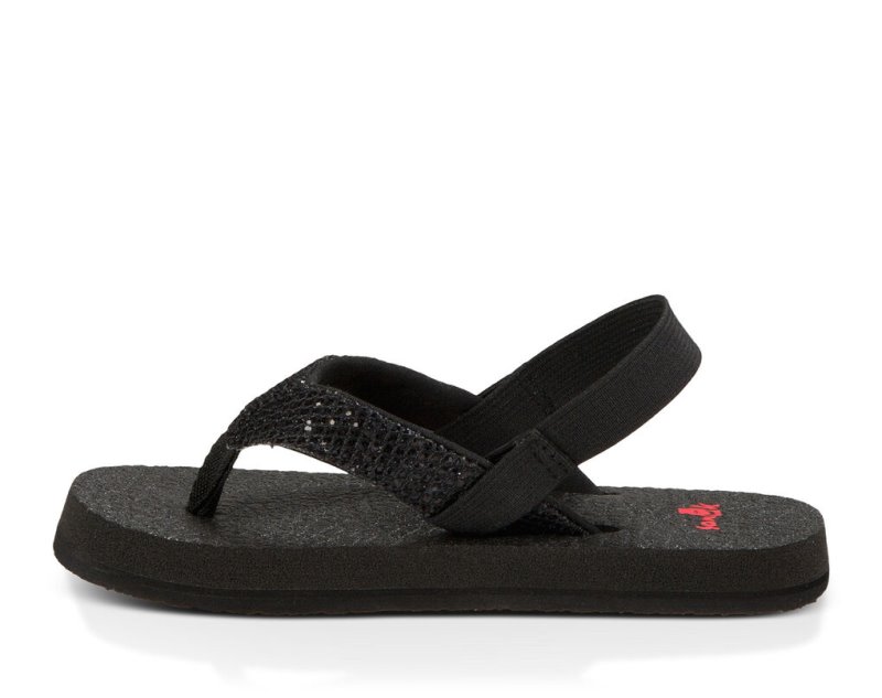 Sanuk Yoga Glitter Sandaler Barn Svarta | JSOP1107