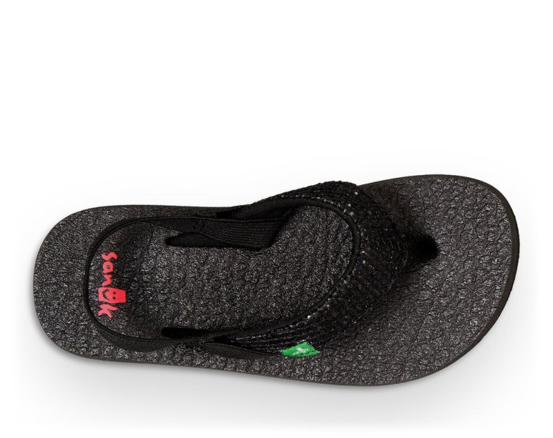 Sanuk Yoga Glitter Sandaler Barn Svarta | JSOP1107