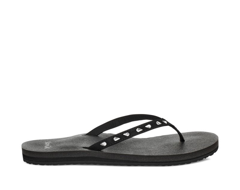 Sanuk Yoga Joy Bling Rhinestone Flip Flop Dam Svarta | JSOP1216