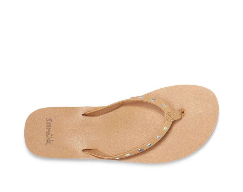 Sanuk Yoga Joy Bling Rhinestone Flip Flop Dam Orange | JSOP1218