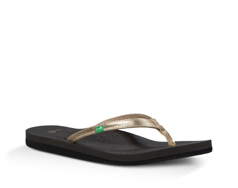 Sanuk Yoga Joy Metallic Flip Flop Dam Svarta Guld | JSOP1222