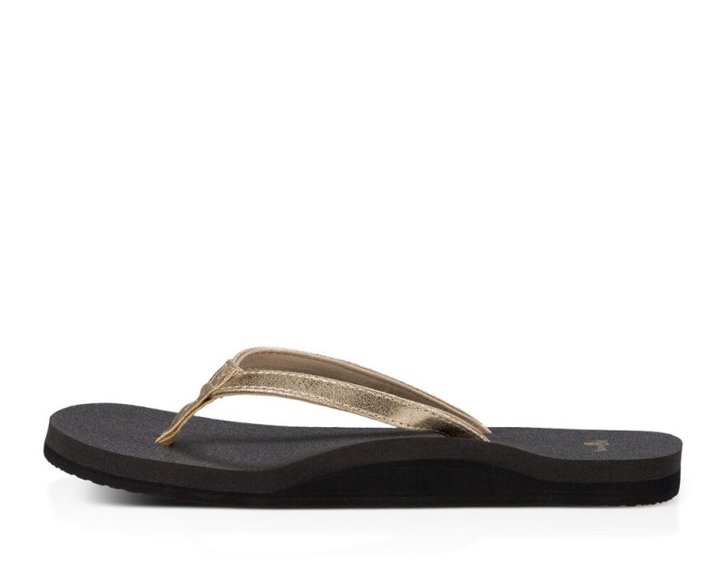 Sanuk Yoga Joy Metallic Flip Flop Dam Svarta Guld | JSOP1222