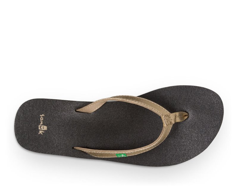 Sanuk Yoga Joy Metallic Flip Flop Dam Svarta Guld | JSOP1222