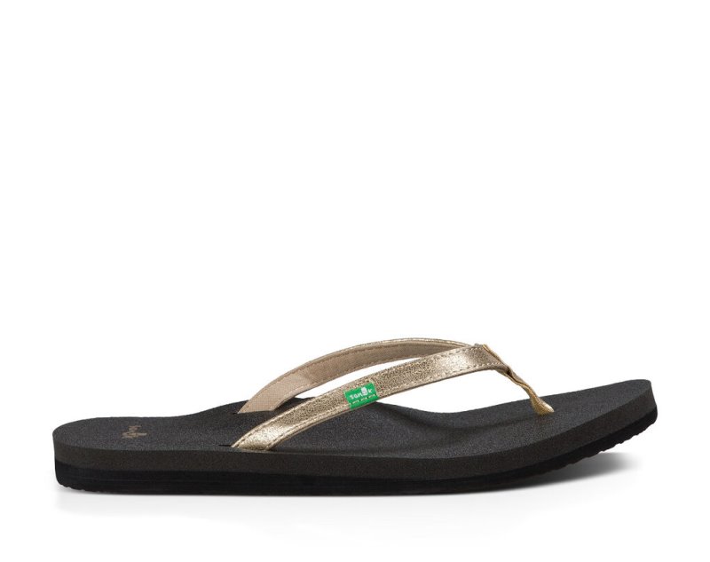 Sanuk Yoga Joy Metallic Flip Flop Dam Svarta Guld | JSOP1222