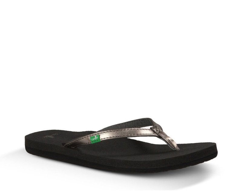 Sanuk Yoga Joy Metallic Flip Flop Dam Svarta Guld | JSOP1223