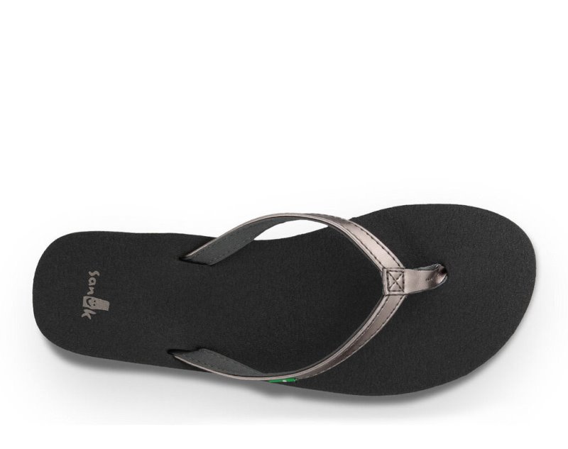 Sanuk Yoga Joy Metallic Flip Flop Dam Svarta Guld | JSOP1223