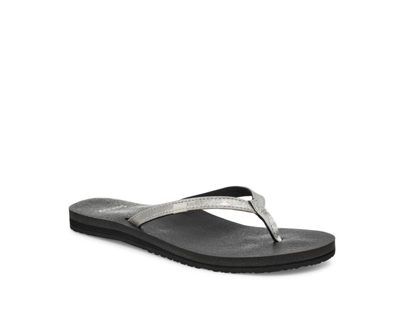 Sanuk Yoga Joy Shimmer Metallic Sandaler Dam Silver | JSOP1227