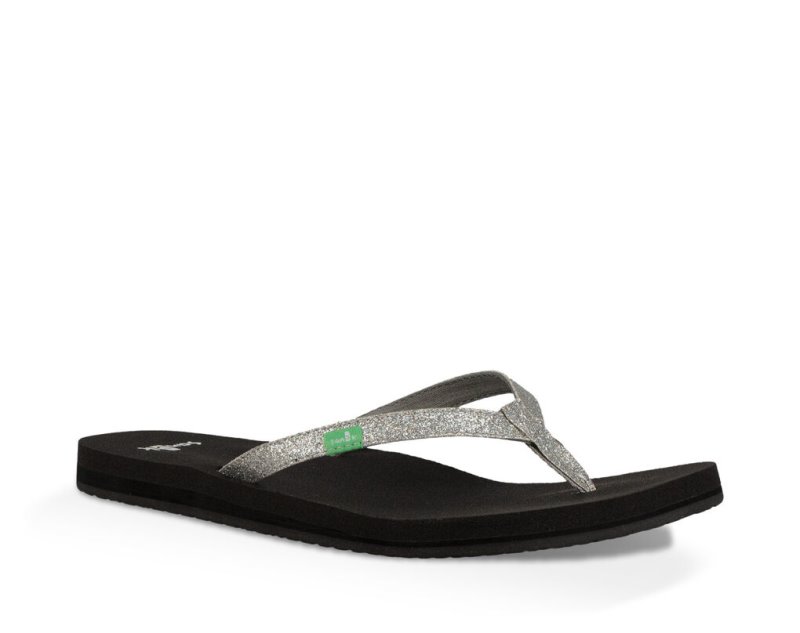 Sanuk Yoga Joy Sparkle Flip Flop Dam Silver | JSOP1234