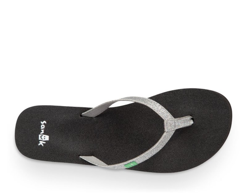 Sanuk Yoga Joy Sparkle Flip Flop Dam Silver | JSOP1234