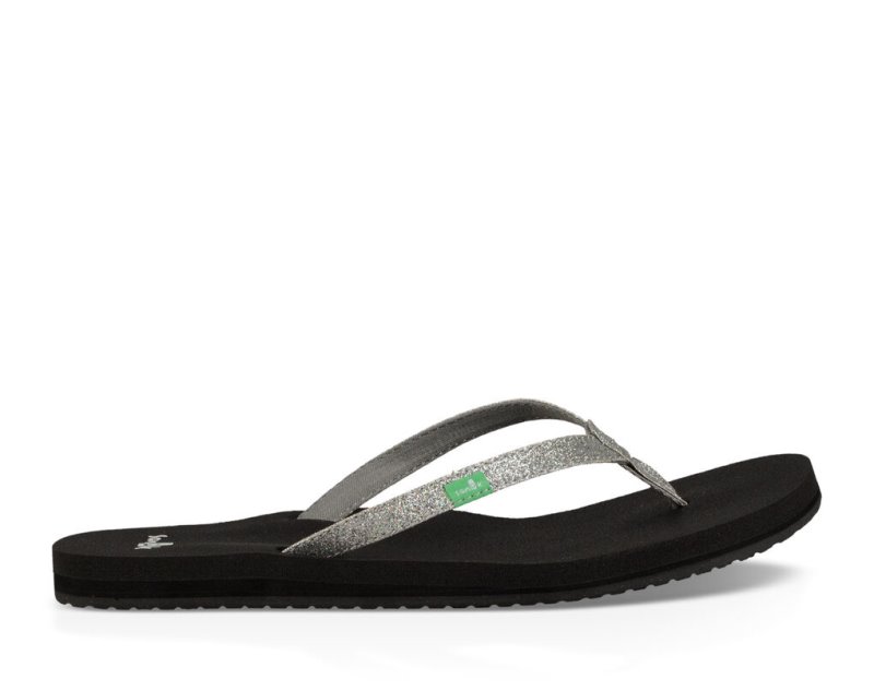 Sanuk Yoga Joy Sparkle Flip Flop Dam Silver | JSOP1234