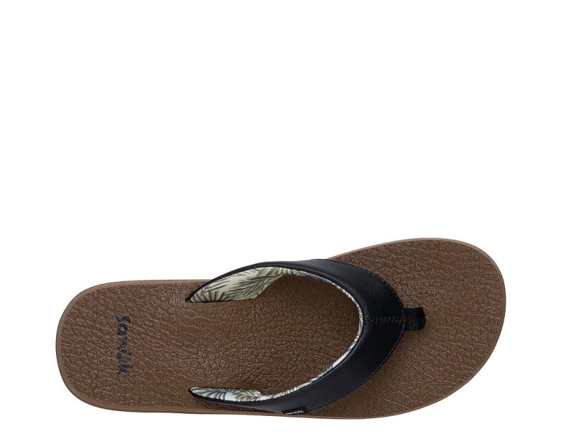 Sanuk Yoga Mat Dämpade Flip Flop Dam Svarta Bruna | JSOP1244