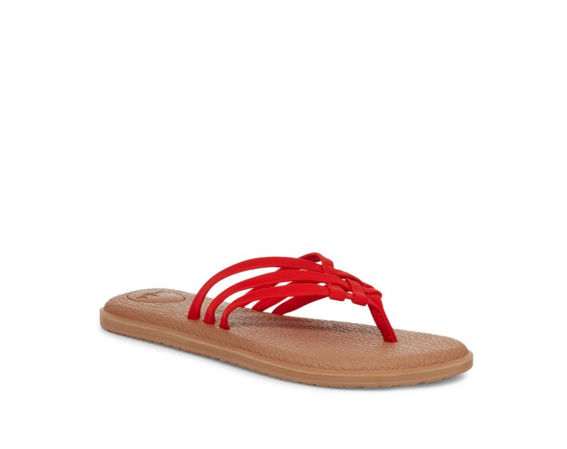 Sanuk Yoga Salty Flip Flop Dam Bruna Röda | JSOP1260