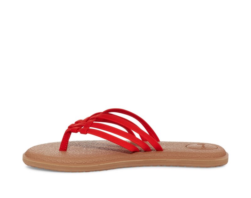 Sanuk Yoga Salty Flip Flop Dam Bruna Röda | JSOP1260