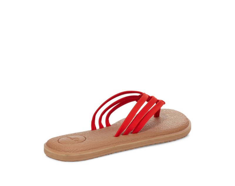 Sanuk Yoga Salty Flip Flop Dam Bruna Röda | JSOP1260