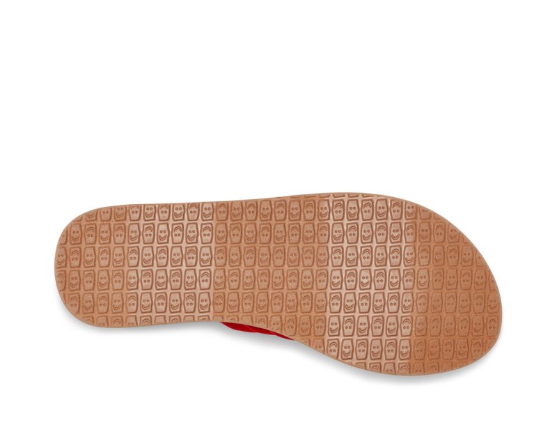 Sanuk Yoga Salty Flip Flop Dam Bruna Röda | JSOP1260