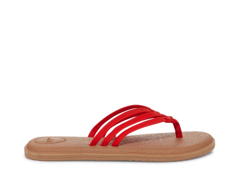 Sanuk Yoga Salty Flip Flop Dam Bruna Röda | JSOP1260