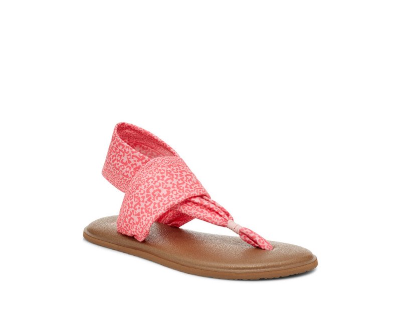 Sanuk Yoga Slingback Burst Print Veganska Sandaler Barn Rosa Leopard | JSOP1110