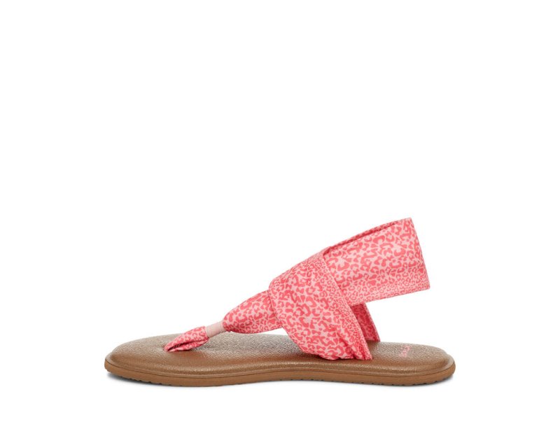 Sanuk Yoga Slingback Burst Print Veganska Sandaler Barn Rosa Leopard | JSOP1110