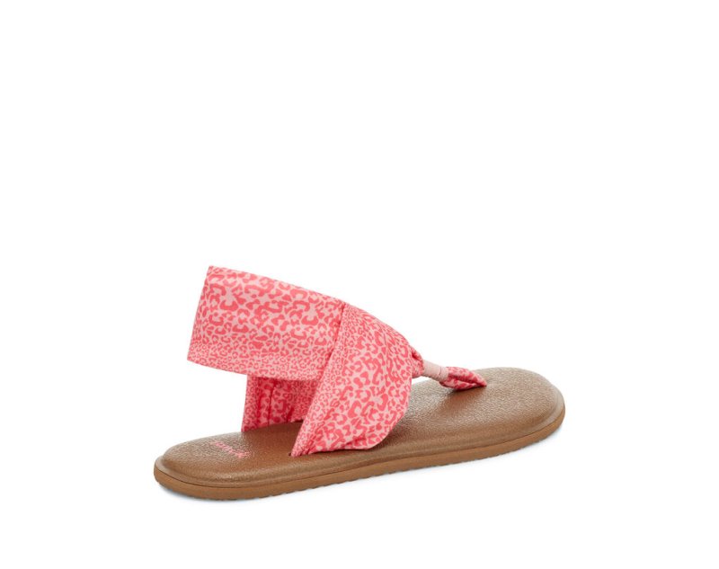 Sanuk Yoga Slingback Burst Print Veganska Sandaler Barn Rosa Leopard | JSOP1110