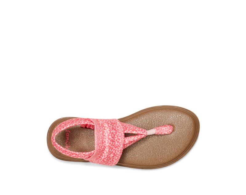 Sanuk Yoga Slingback Burst Print Veganska Sandaler Barn Rosa Leopard | JSOP1110