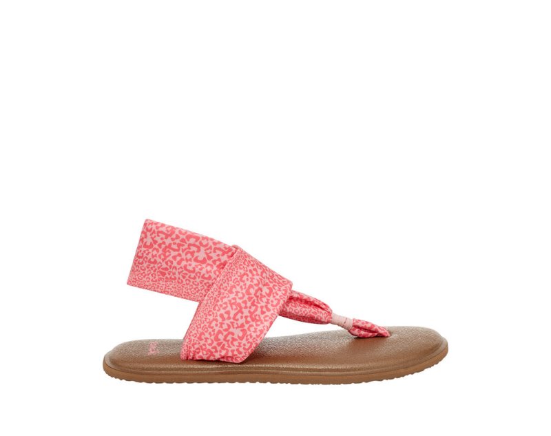 Sanuk Yoga Slingback Burst Print Veganska Sandaler Barn Rosa Leopard | JSOP1110