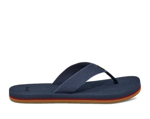 Sanuk Beer Cozy Stacker Webbing Flip Flop Herr Blå | JSOP1311