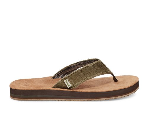 Sanuk Fraid Not Soft Top Eco-Friendly Flip Flop Herr Mörkolivgröna | JSOP1324