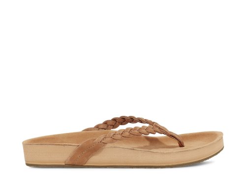 Sanuk She Loungy Braid Läder Flip Flop Dam Bruna | JSOP1180